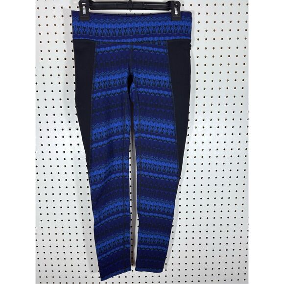 ALO Yoga Illusion Tribal print leggings Arctic Royalty Blue Black